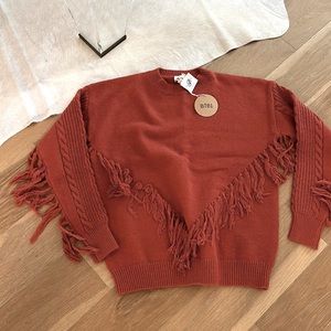 Bibi Small Rust Fringe Sweater New With Tags